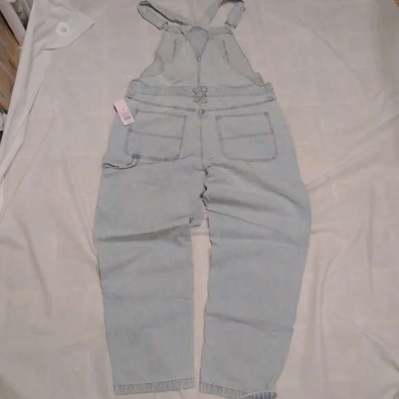 NWT Wild Fable Denim Overall Cargo Carpenter Light Wash XL - Picture 5 of 9